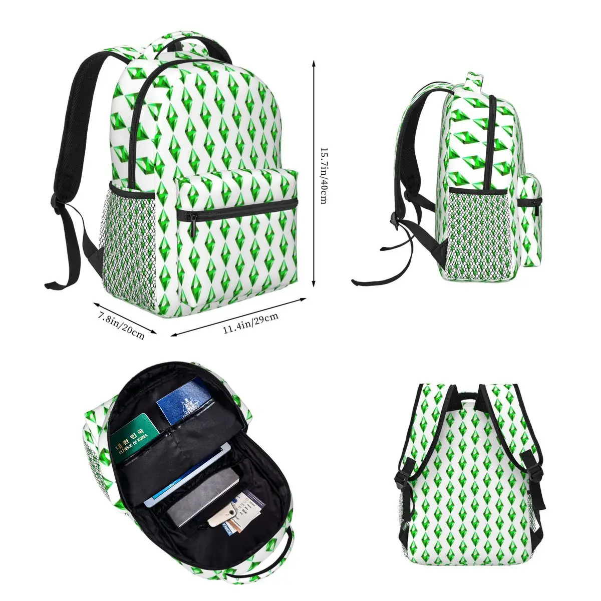 The Sims 4 Plumbob Backpacks Boys Girls Bookbag Children School Bags Cartoon Kids Rucksack Lunch Bag Pen Bag Three-Piece Set