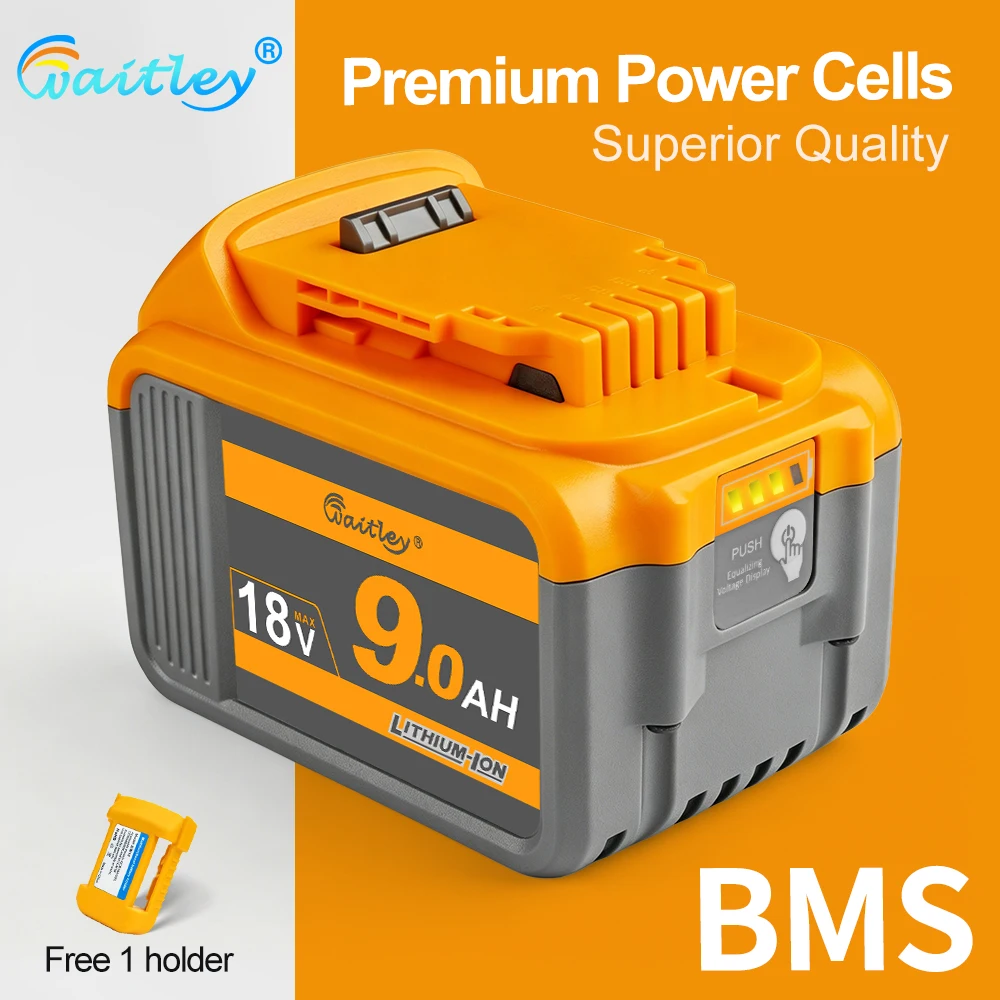 Waitley 9Ah battery for Dewalt 18V 20V power Tools / tool Accessories rechargeable Lithium batteries Replace DCB200 DCB184