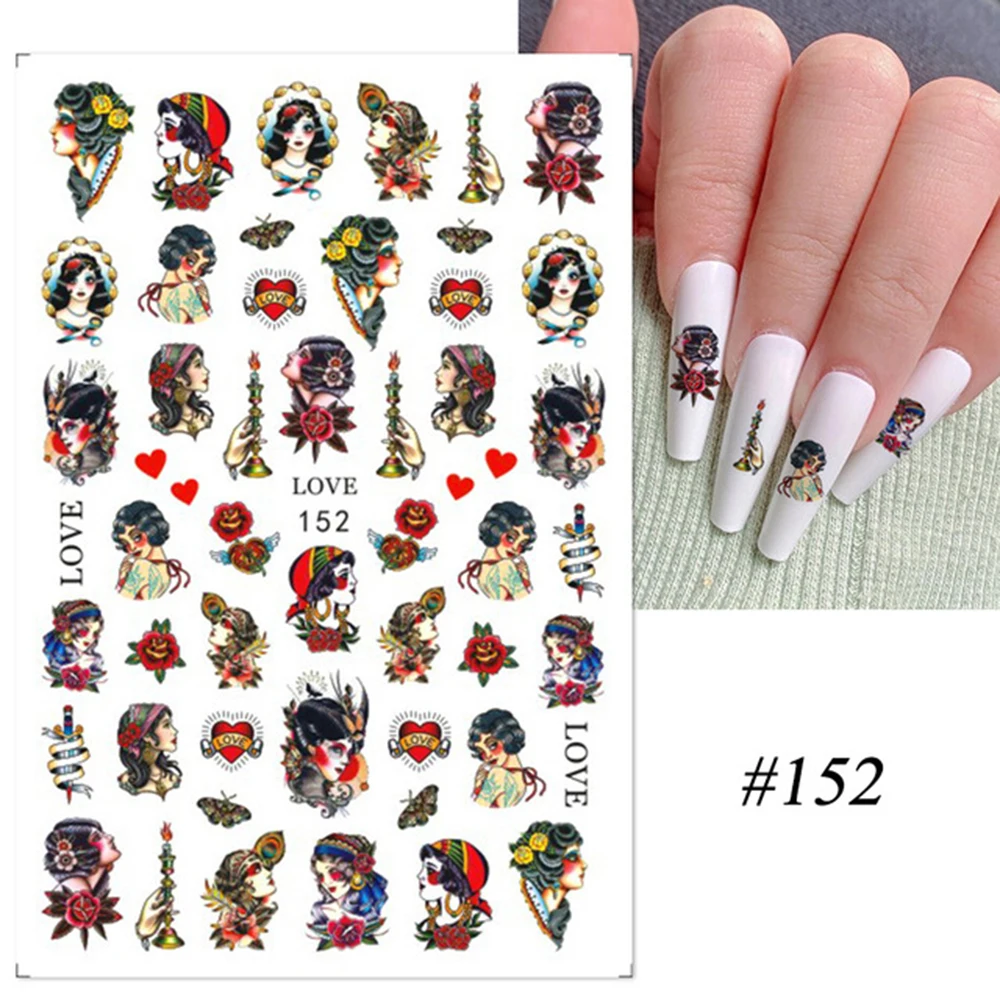 New 3D Black Gothic Style Dragon Snake Nail Stickers Self Adhesive Slider Chinese Nails Art Decoration Decals Wraps