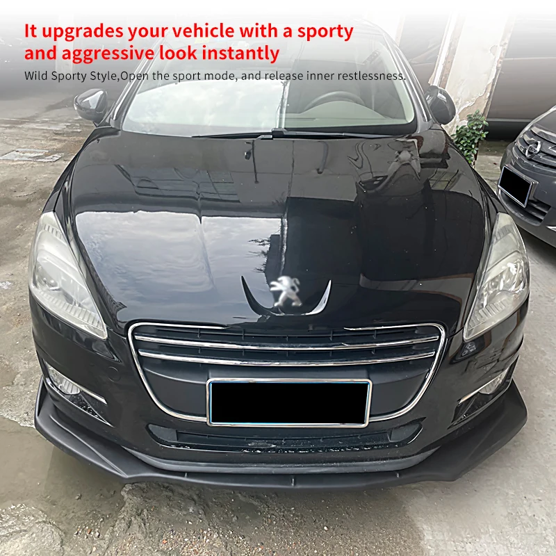 Car Front Bumper Spoiler Protector Plate Lip Body Kit Carbon Fiber Look Chin Shovel Accessories ABS For Peugeot 508 2011-2014