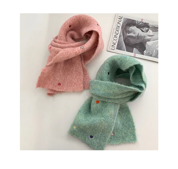 Cute Pink Scarf For Women Winter 2024 New Style Warm And Thick Knitted Neck Scarf Scarfs Fashion Casual