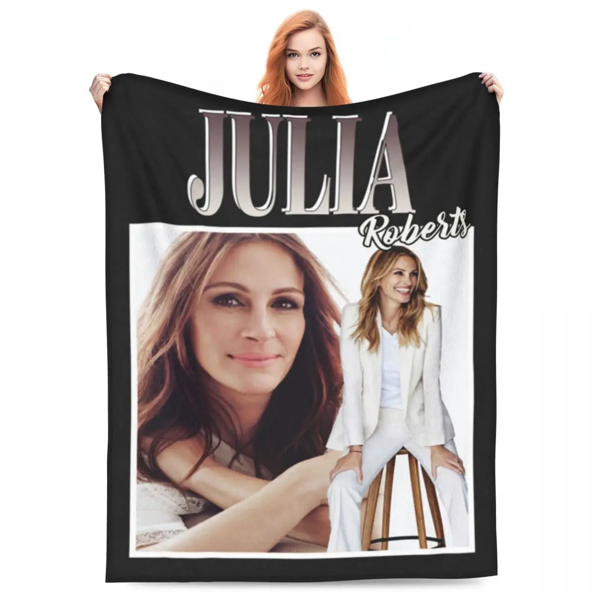 J-Julia Roberts Flannel Blanket American Actress Warm Soft Bedding Throws for Living Room Office Cute Bedspread Sofa Bed Cover