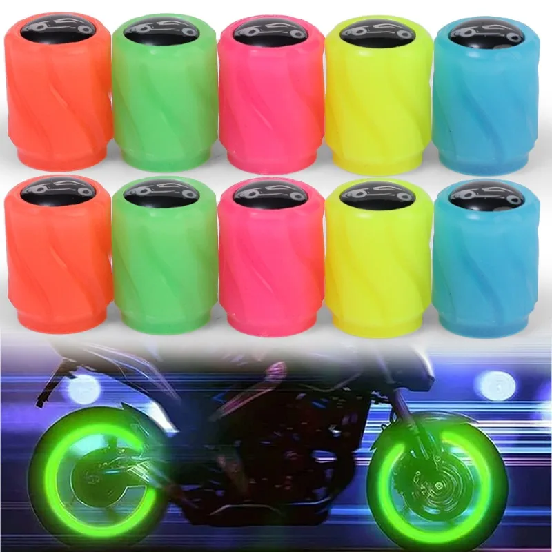 New Universal Fluorescent Car Tire Valve Caps Air Valves Stem Caps Pressure Caps for Cars Motorcycles SUV Trucks Bicycles