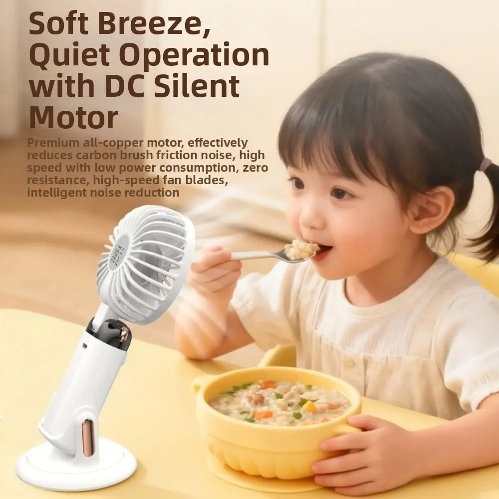 

LED Digital Display Mini Adjustable Fan Adjustable Bracket Ice Cooling Air Conditioner Fan Removable Base 2400mAh