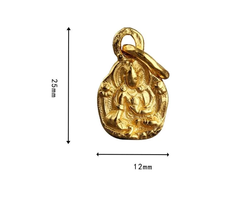 Tibetan Green Tara Small Pendant 100% 925 Silver Gold Plated Tara Charm Good Luck Amulet