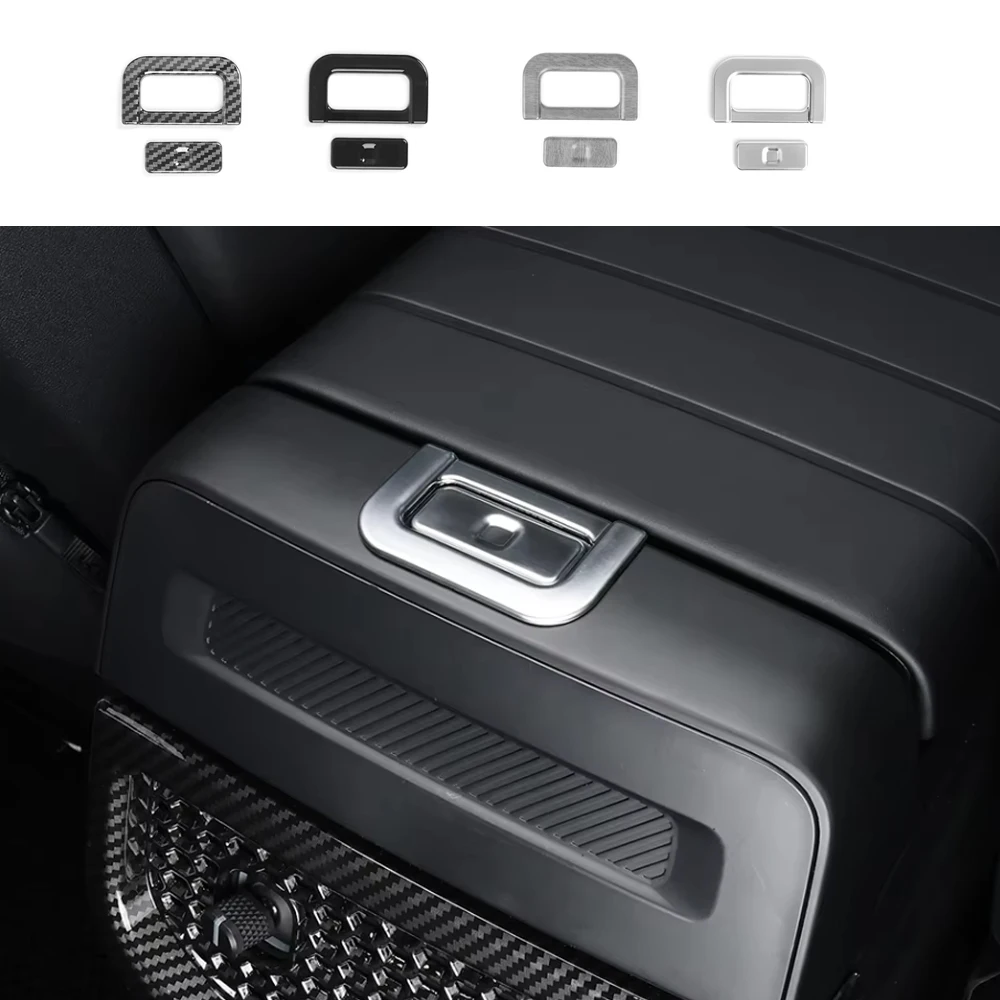 

2PCS ABS Black Carbon Fiber Silver Storage Box Button Frame Cover Trim For KiA TASMAN 2025 2026 Accessories