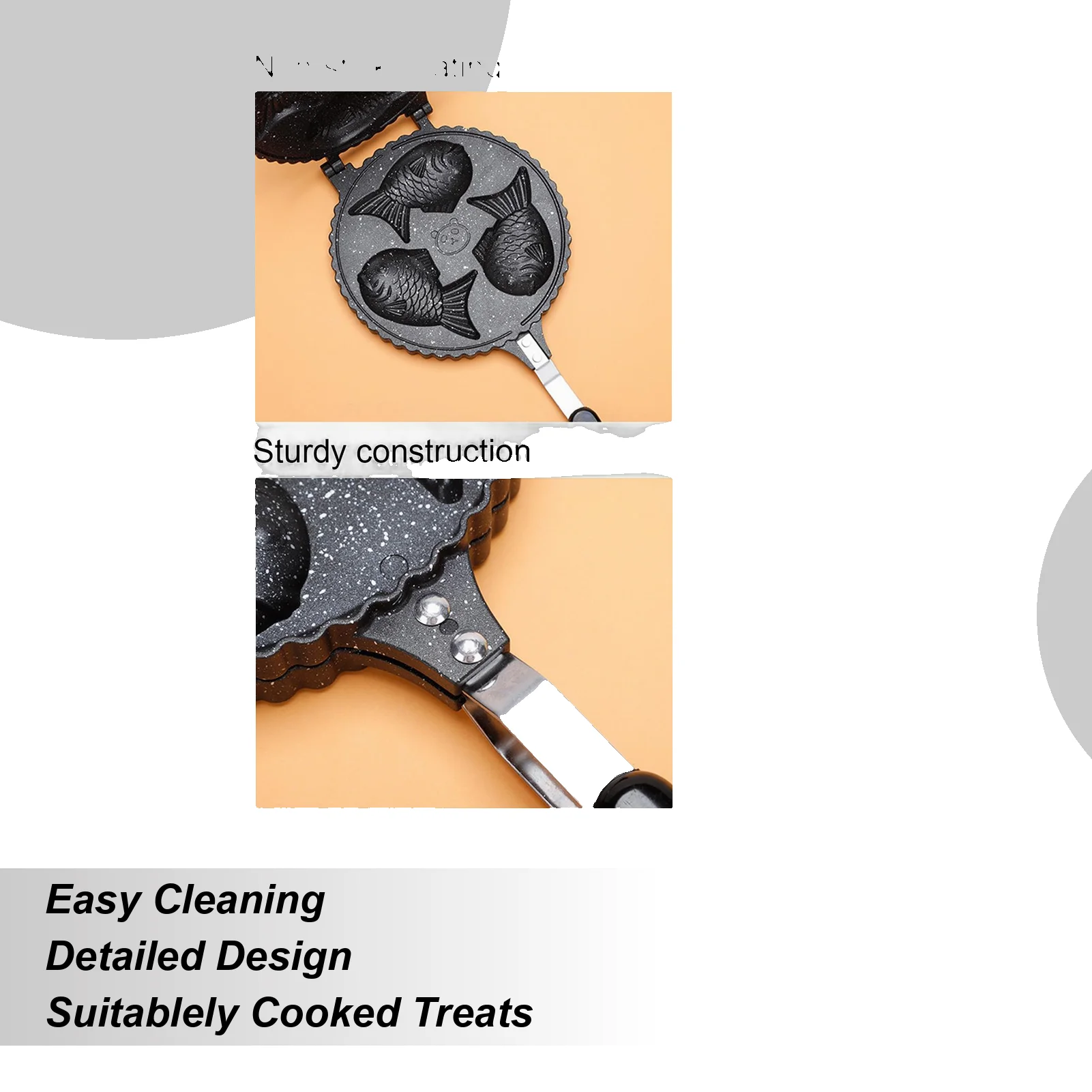 Taiyaki Maker 3-Cavity Non-Stick Cookware Fish Shape Waffle Cake Maker For Catering Truck Home Gathering Beginners Professionals