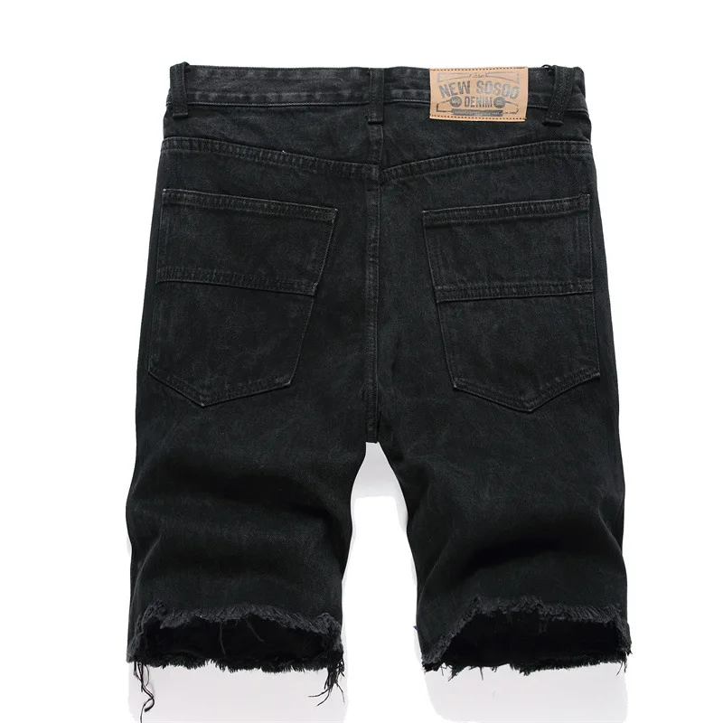 New Summer Loose Straight Leg Denim Shorts Blue 5-Point Mid-Rise Jeans Hip Hop Casual Mid Trousers