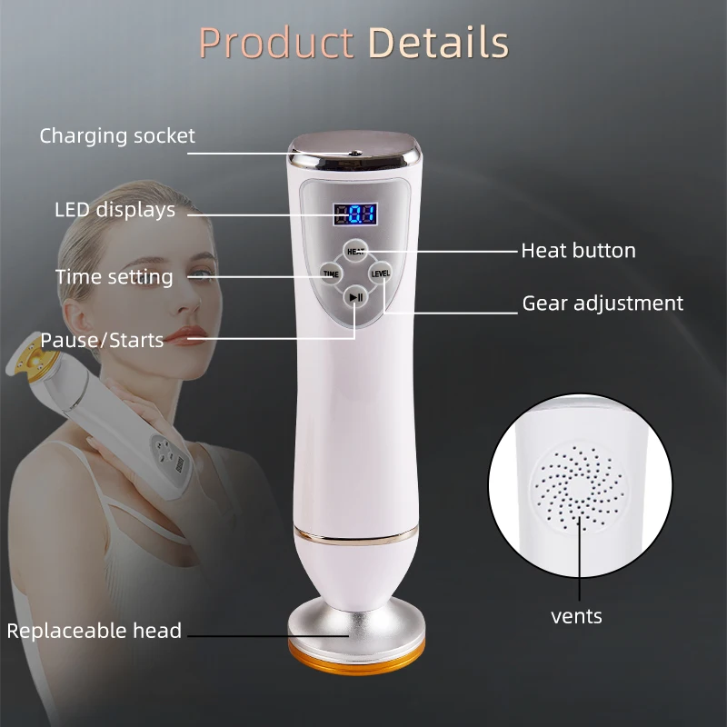 Elektryczny masażer do skrobania spalający tłuszcz, łagodzący ból, spalający tłuszcz, detoksykujący skórę, rozluźniający mięśnie, odżywiający skórę z 3 końcówkami.