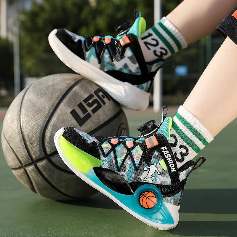 New Style Kids Sneakers Boys Basketball Shoes for Children High Top Breathable Casual Sport Shoes Boy Non-slip Basketball Shoes