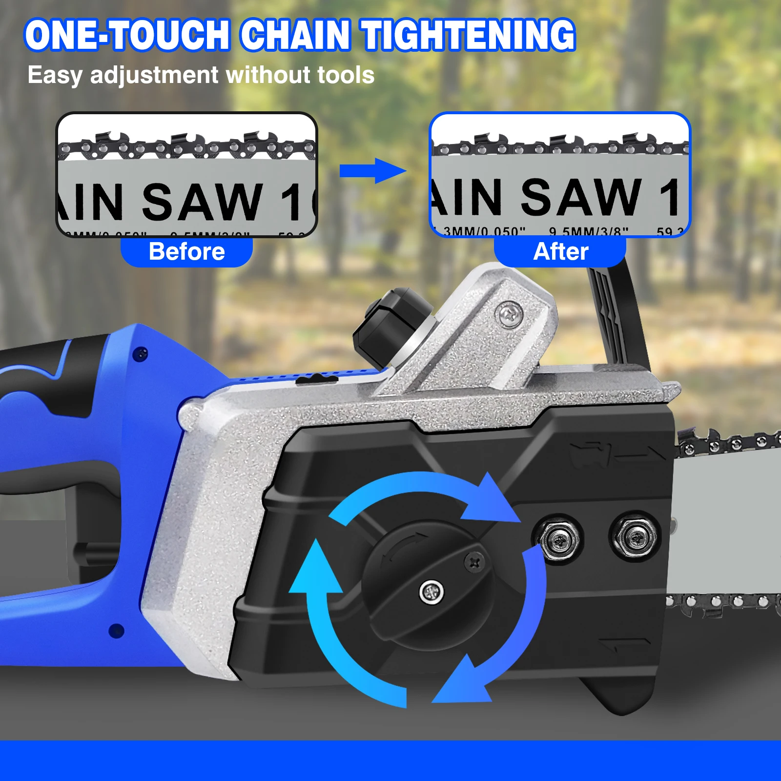 منشار لاسلكي 16 بوصة يعمل بالبطارية، محرك بدون فرشاة محمول 2000 وات، بطاريتين قطع سريع 13 متر/الثانية، مقاوم للصدمات، البستنة بنفسك