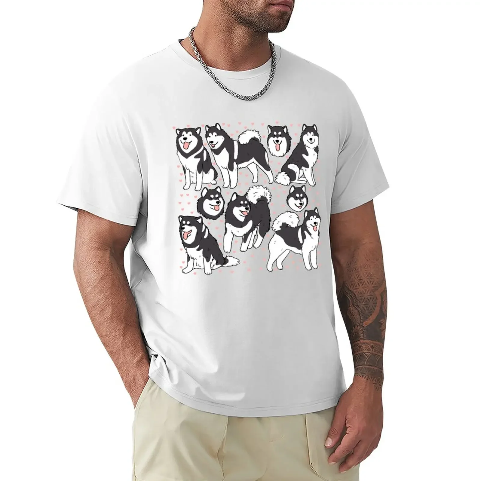 Alaskan malamute dog illustration pattern T-Shirt Aesthetic clothing new edition tshirts for men