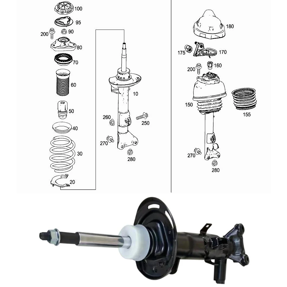 1x Front Coil Spring Shock Absorber Core For Mercedes E-Class W212 CLS C218 X218 E63 AMG 2010- , OEM A2123232500 A2123232600