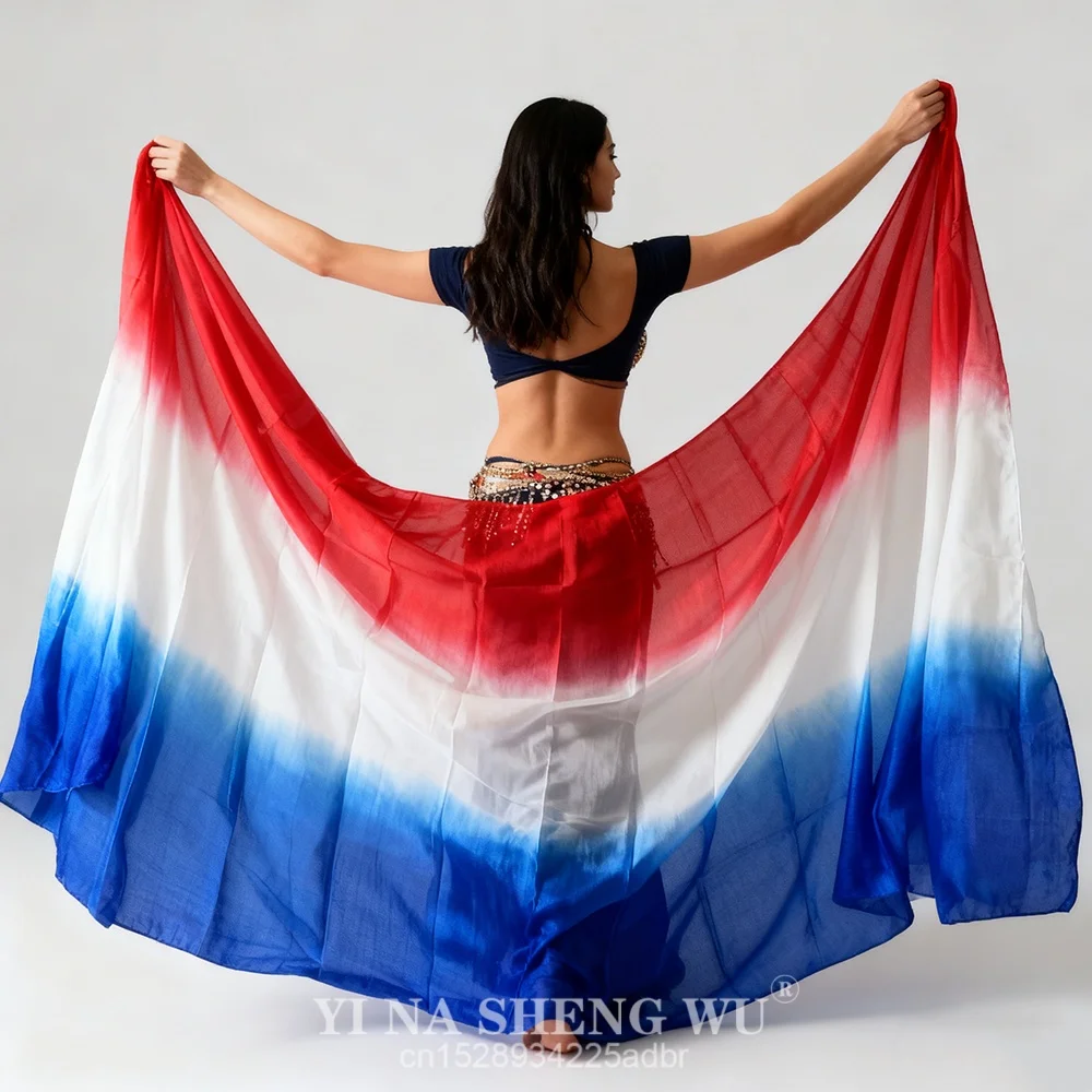 Women Belly dance Silk Veil Real Silk Hand Throw Dance Scarf Worship Church Praise Props Flowy Gradient Customized 250 270 300cm