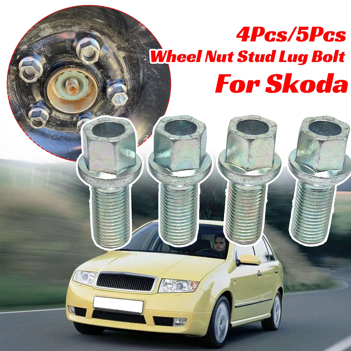 

4Pcs/5Pcs Wheel Tyre Nut Stud Lug Bolt Screw For Skoda Fabia 6Y 1999-2014 Octavia Replacement 8D0601139A WHT001812 WHT002437
