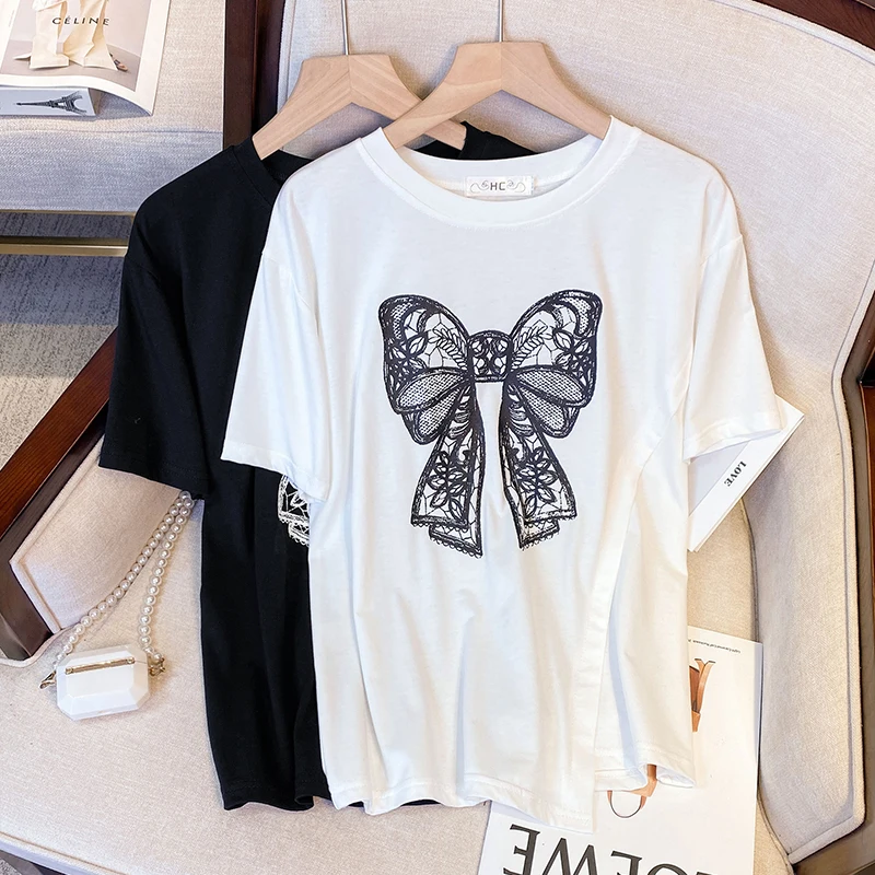 Women T-shirt 2023 Spring Short Sleeve O Neck Loose Tees Fashion Graphic Print Five Colors Pure Cotton Comfort Tops