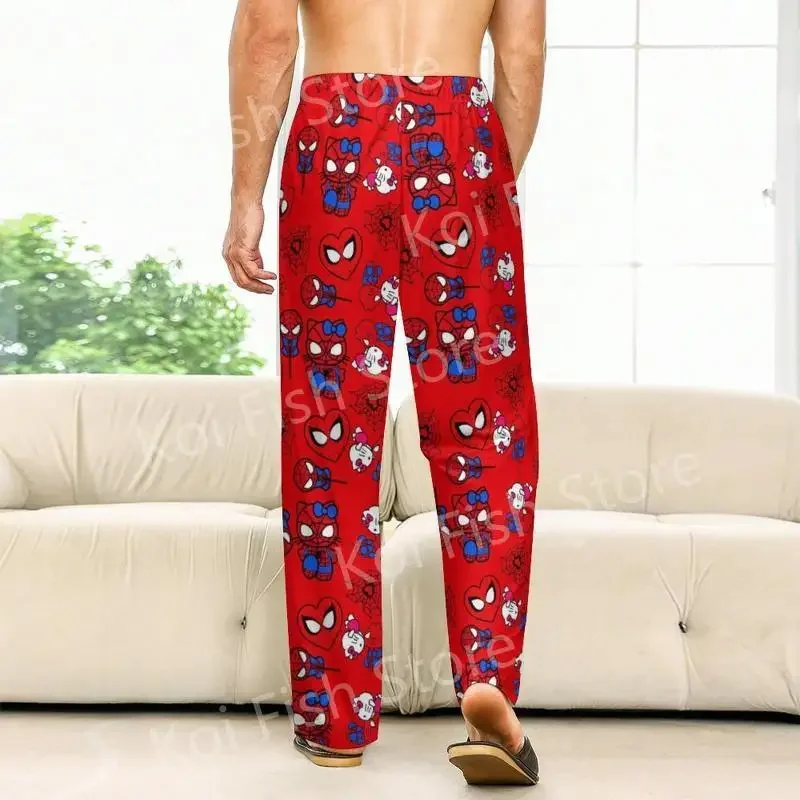 Kawaii Spider Hellokitty Pajama Pants Leisure Loose Couple Unisex All Over Print Cartoon Bottoms Lady Home Lounge Wear Trousers