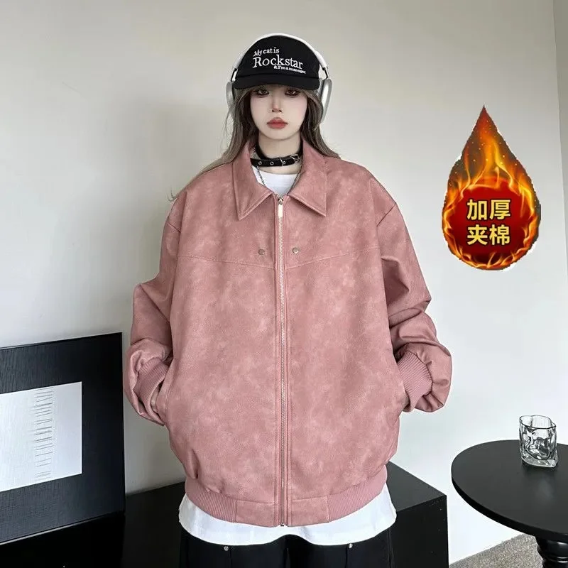 2025 Women High-grade Lmitation Suede Jacket Spring Autumn Female Trend Lapel Coat American Ladies Fashion Long Sleeves Outwear