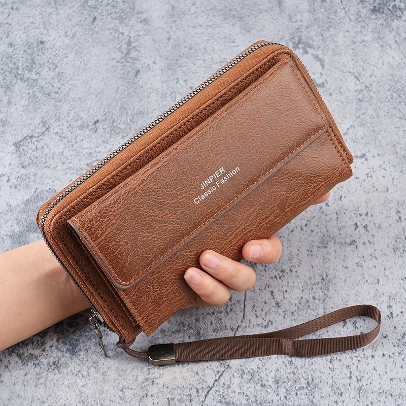 Cross-border men's wallet, PU material, multi-card slots, casual long wallet, new style, large capacity, hand-held bag, mobile p