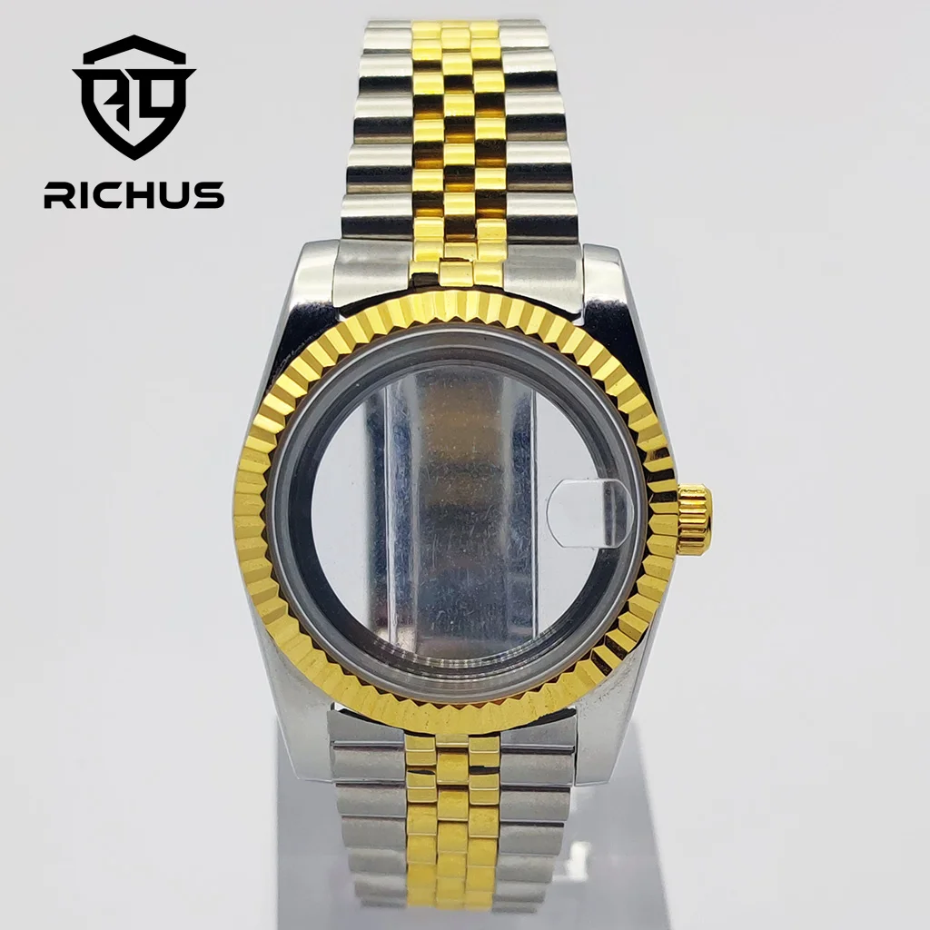

RICHUS 36/39mm Silver Gold Watch Case Sapphire Glass Fit NH34 NH35 NH36 ETA2824 PT5000 Miyota8215-DG Movement Watch Accessories