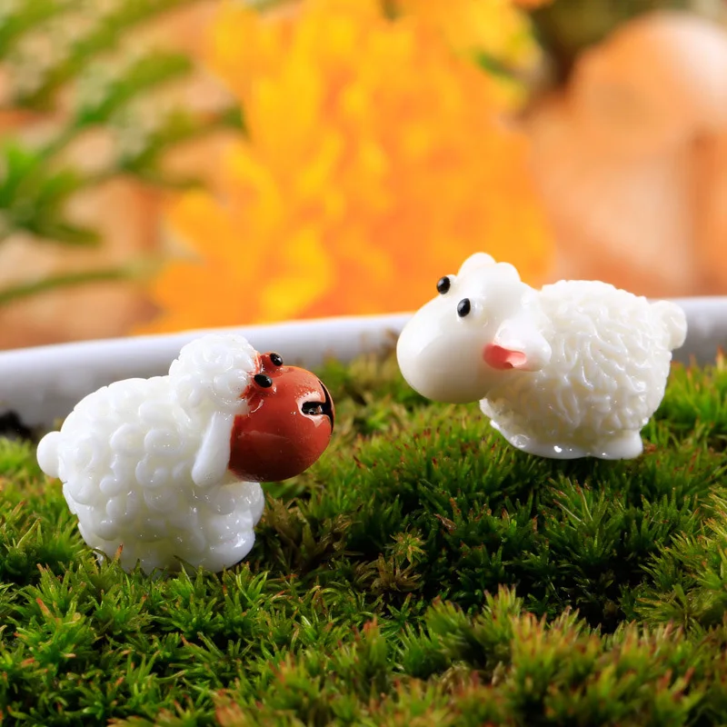 Mini Sheep Animals for Home Decor, Micro Fairy Garden Figurines, Miniatures, DIY Accessories, 10PCs per Lot