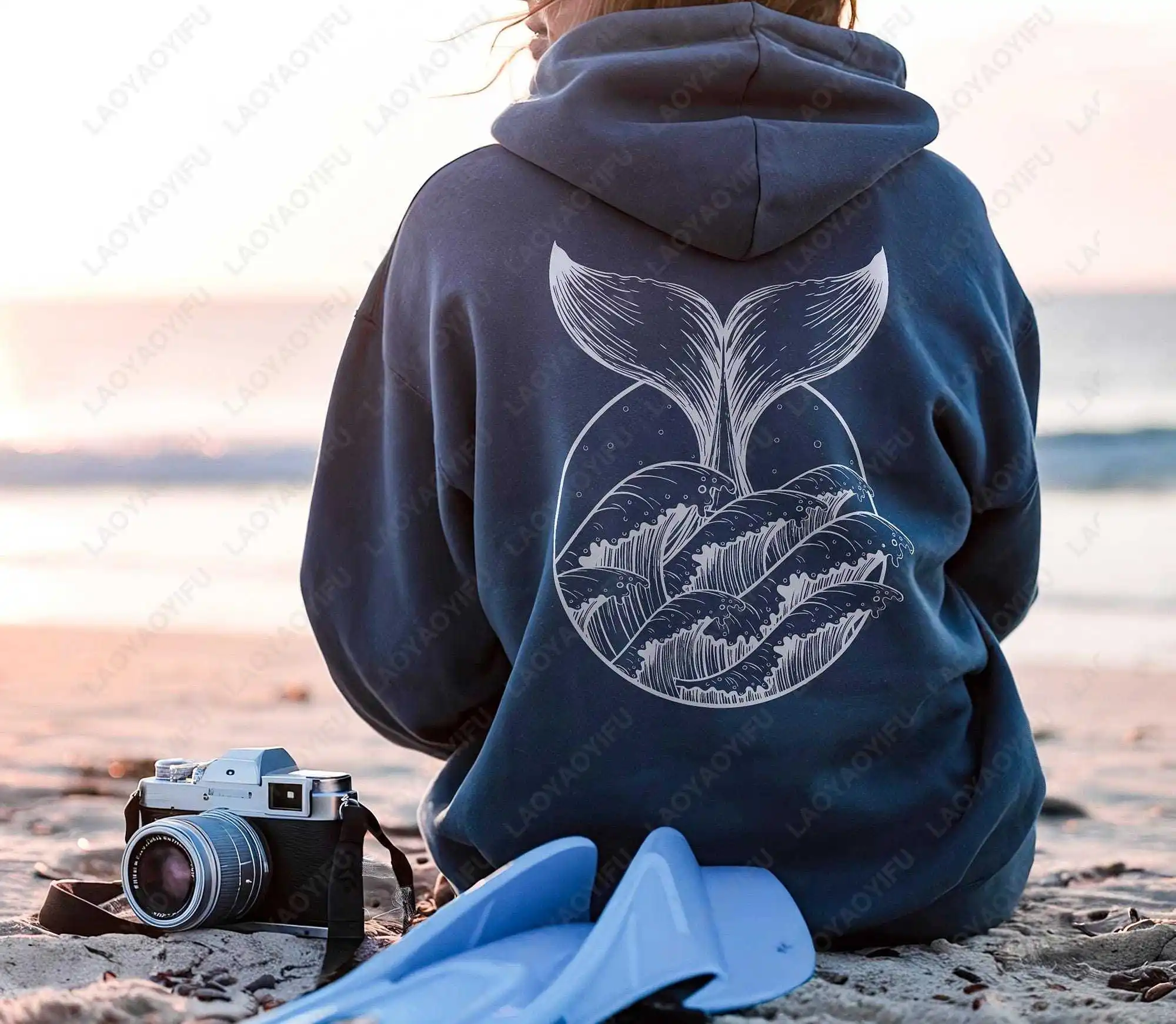 고래 물고기 바다 생물 후드티 풀오버 바다 애호가 남녀 선물 다이빙 코코넛 비치 소녀 가을 패션 스웨트셔츠 선물