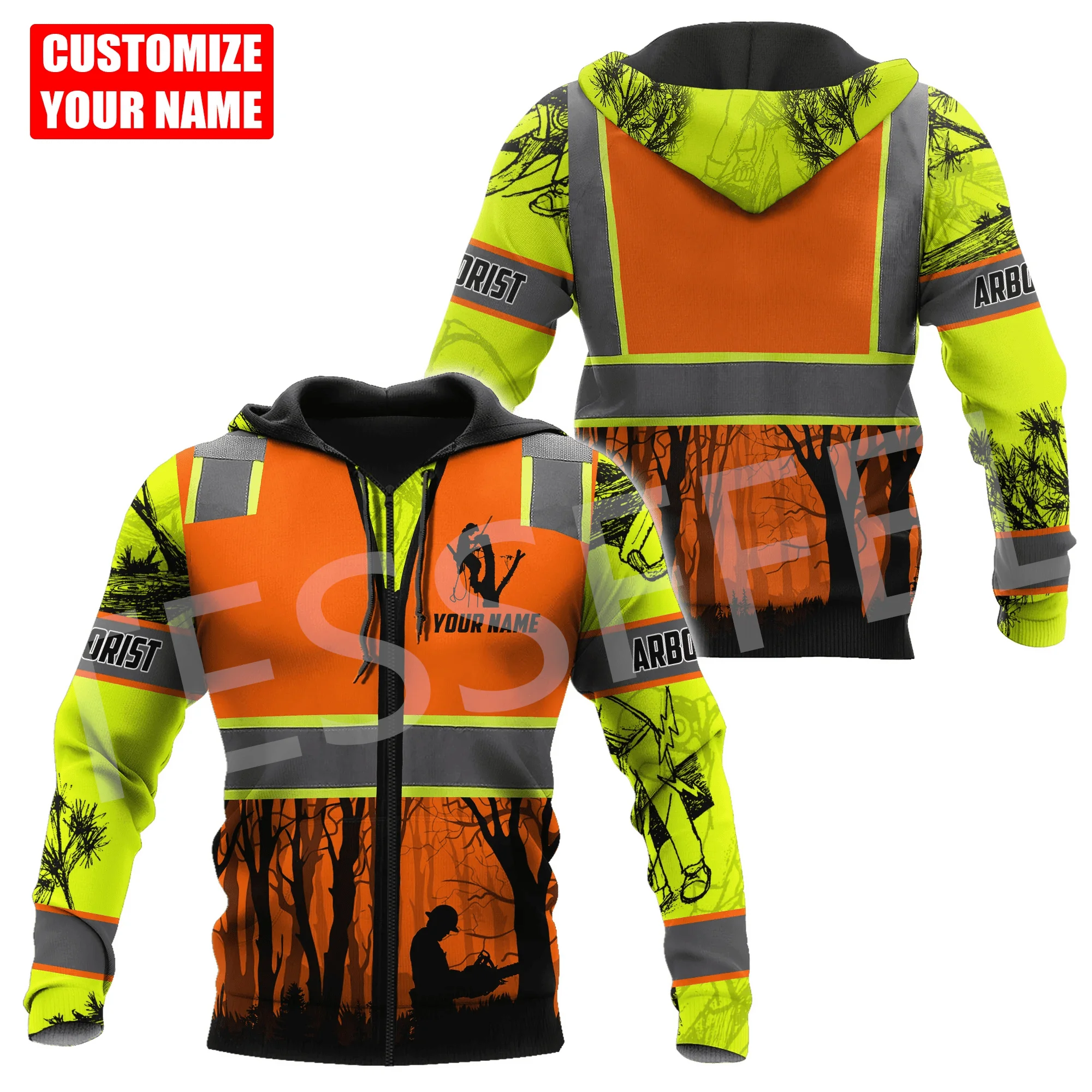 Custom Name Arborist Logger Chainsaw Carpenter Worker Tattoo Streetwear 3DPrint Pullover Harajuku Jacket Casual Funny Hoodies X2