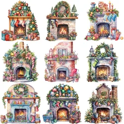 Christmas Fireplace Stickers Crafts And Scrapbooking stickers kids toys book Decorative sticker DIY Stationery