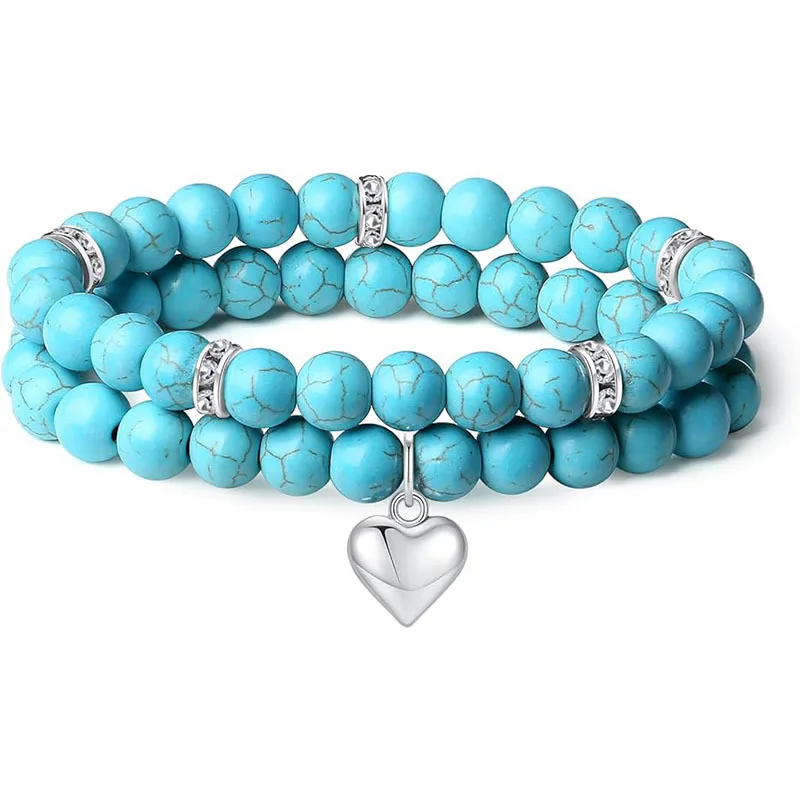 Rice bead bracelet Originality Natural stone Bohemia Elastic force Turquoise Hand knitting Fashion Female Simple Beaded bracelet