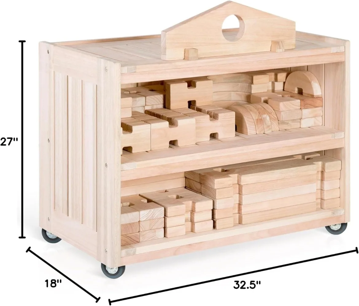 Notch Blocks Storage Cart: Kids Toys, Books Storage & Organizer with Casters, Preschool and Playroom Furniture