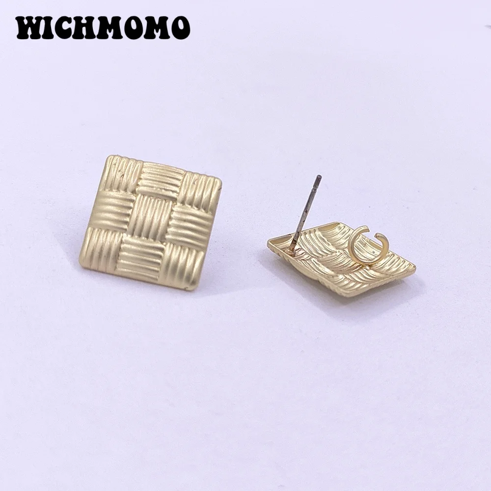 New Fashion 20mm 6pcs Matte  Zinc Alloy Rhombus Weave Pattern Design Earring Base Connectors DIY Earrings Materials Accessories