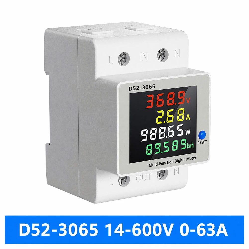 DIN-Schienen-DC-Energiezähler DC14-600V 63A 4-in-1 Multifunktions-LCD-DC-Watt-KWh-Zähler mit automatischer Datenspeicherung für Solarbatterie-Motorüberwachung – Detail 9