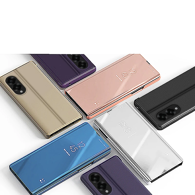

Plated Mirror Flip PU Leather Phone case For Samsung Galaxy S9 S10 S20 S21 S22 S23 S24 Plus S25 Ultra S25Edge Back Stand Cover