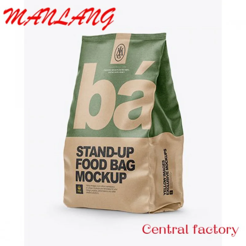 

Custom Food Grade Custom With Your Own Logo Luxury High Quality Kraft Paper Zipper Sealing Paper Bag For Tortilla Chips