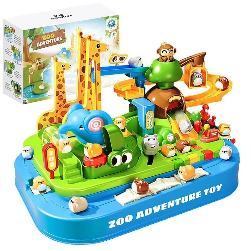 Animal Racing Rail Car Model Table Games Children Adventure Board Game Brain Mechanical Interactive Kids Educational Toys Gifts