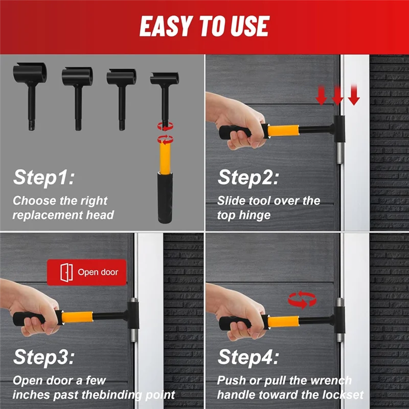 ABDJ-ключ для регулировки петель для двери-4 в 1 для инструмента для регулировки дверных петель для жилых и коммерческих сверхмощных конструкций