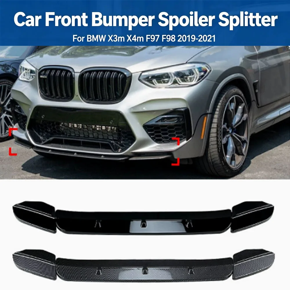 Car Front Bumper Spoiler Splitter for BMW X3m X4m F97 F98 2019 2020 2021 Lower Trim Canard Shovel Diffuser Accessories Tuning