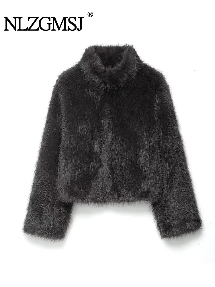 

NLZGMSJ Chic Women Loose Coat 2025 Winter Warm Long Sleeve Casual Faux Fur Jacket Female Top Outerwear Y2K