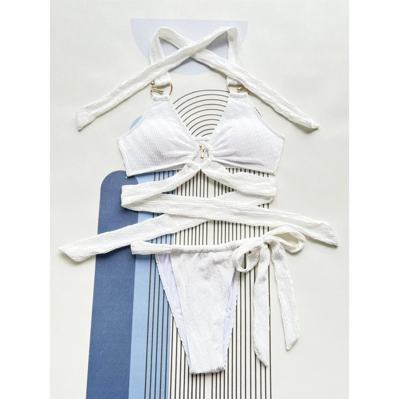 Bikini Double New Bikini Solid Color Swimsuit Halter Swimsuit Female Backless Swimsuit Sexybikini6621