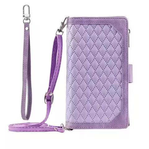 Crossbody Zipper Wallet with Card Holder Phone Case for Samsung Galaxy S24 Ultra S23 S22 FE S21 Plus A53 A54 A34 Leather Cover