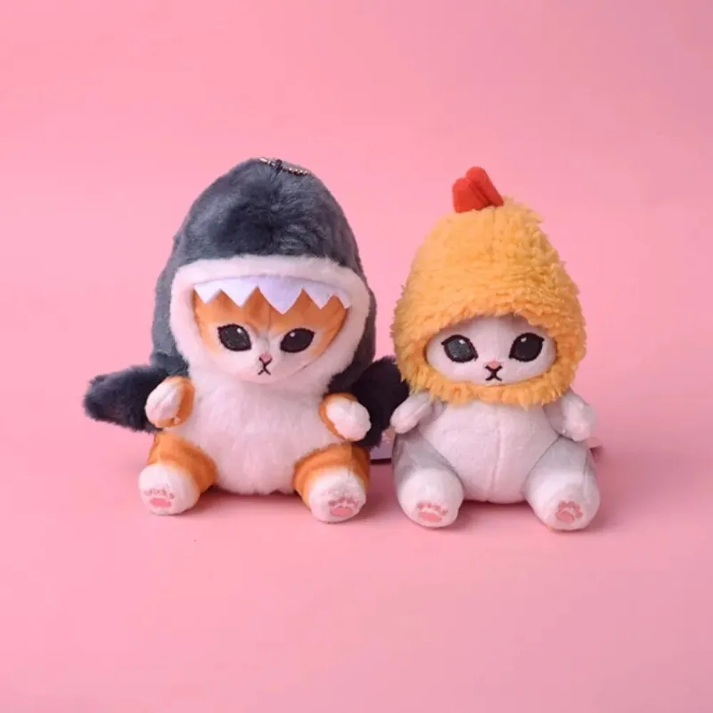 Kawaii Anime Hobby Fried Shrimp Shark Cat Plush Doll Keychain Cartoon Cute Pendant Backpack for Girlfriend Gift Christm