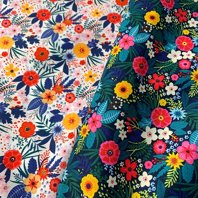 Tissu en coton à fleurs de forêt tropicale pour enfants, vêtements textiles faits à la main, matériau coloré doux et respirant pour robe d'enfants