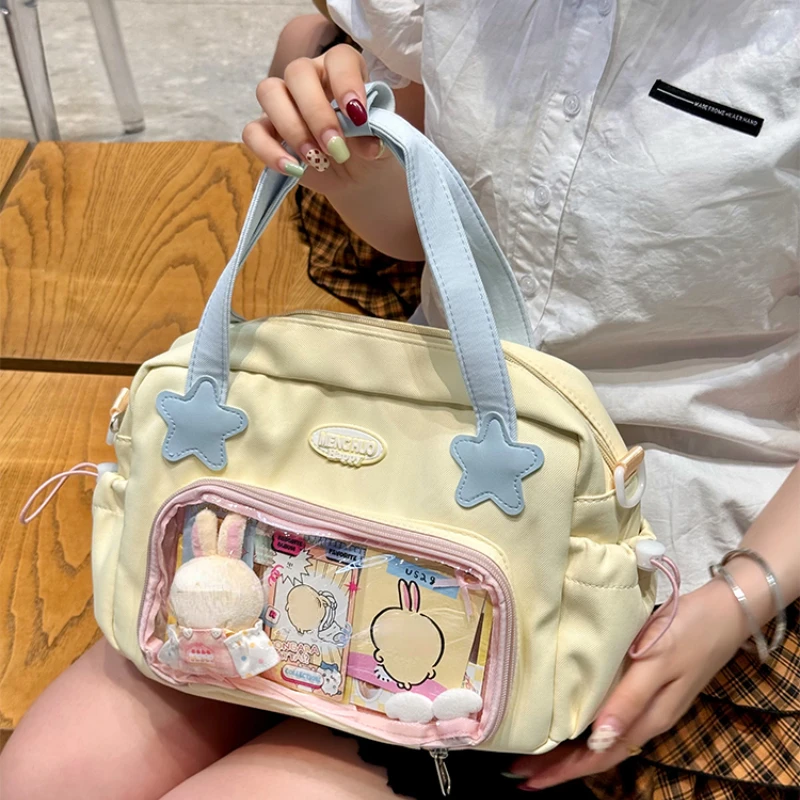 Ita Bags for Women All Match Kawaii Shoulder Underarm Bag Patchwork Transparent Zipper Handbags Students Casual Trendy Backpacks