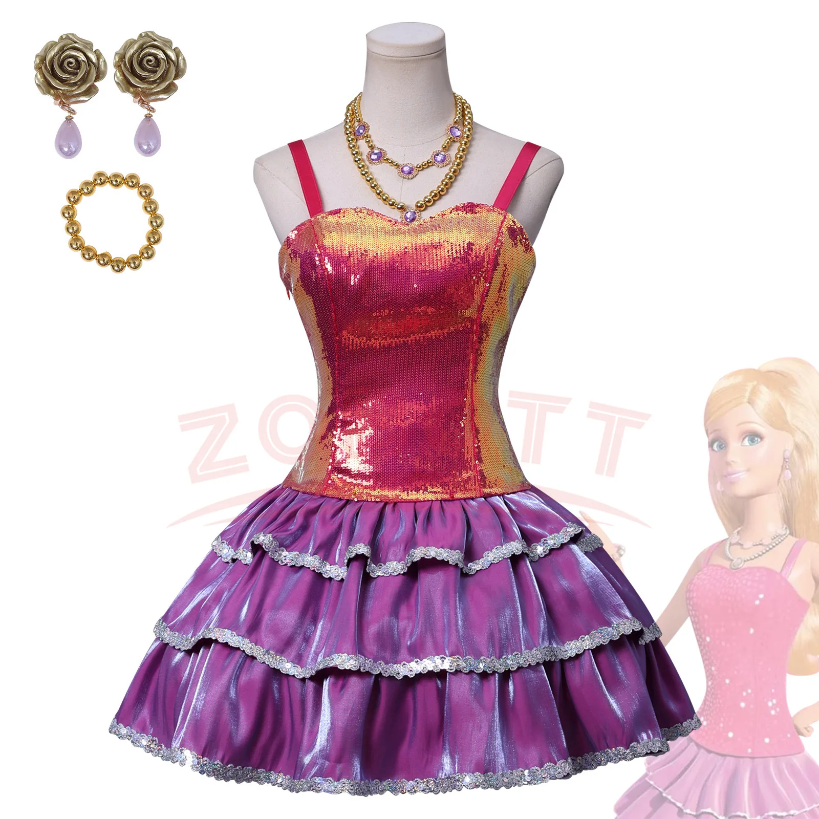 

Princess Barbi Cosplay Anime Life in the Dreamhouse Barbi Costumes Adult Outfit Barbi Dress Party Dress Halloween Party Clothing