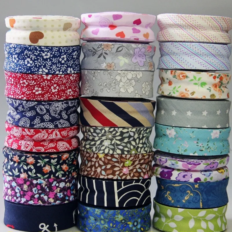 Single Fold Cotton bias tape, bias binding for table cloth, quilt, craft sewing, floral printing, 25mm(1 \