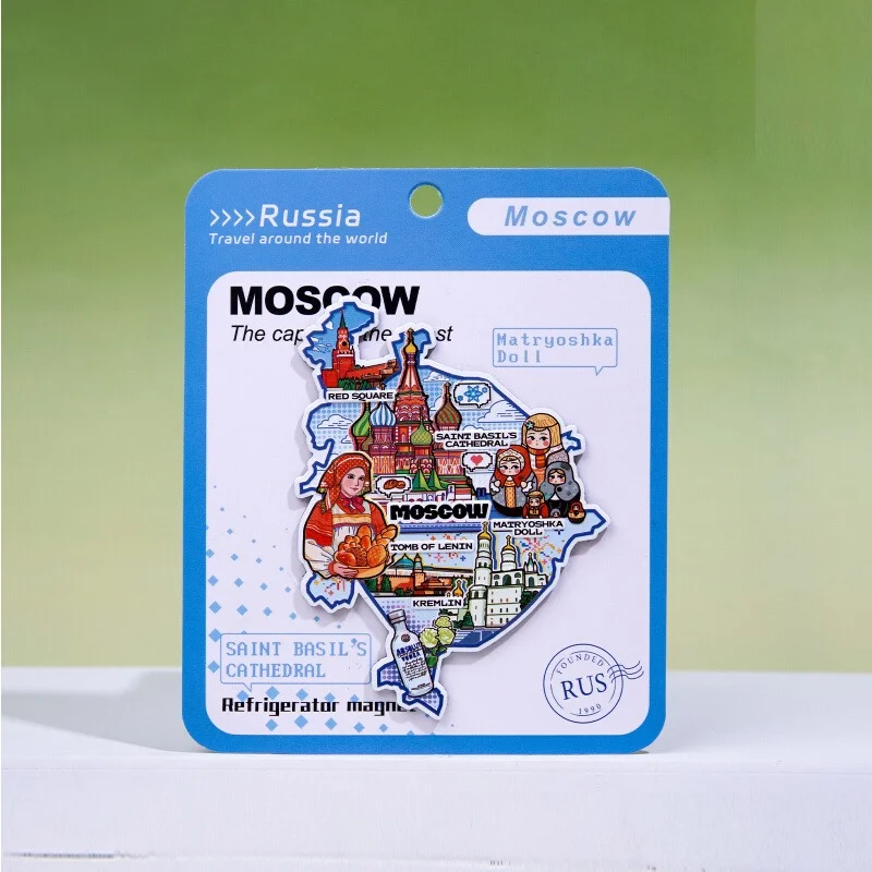

Москва Магниты на холодильник Красный Квадрат Кремль Св. Собор Василий, русский дорожный сувенир, наклейки на холодильник, магнитный подарок 2025л.