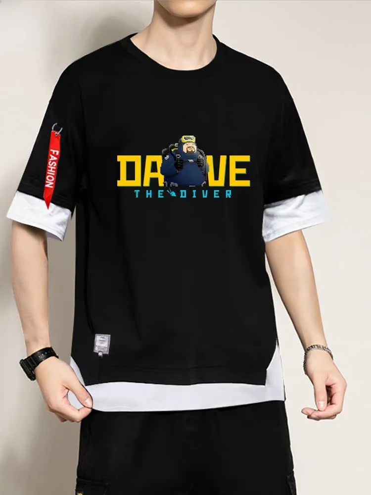 Dave the Diver St Pixel Game Themed f Sve T-irt Men's Women's Five-Quarter Length ort Sve round Ne Knitted ...