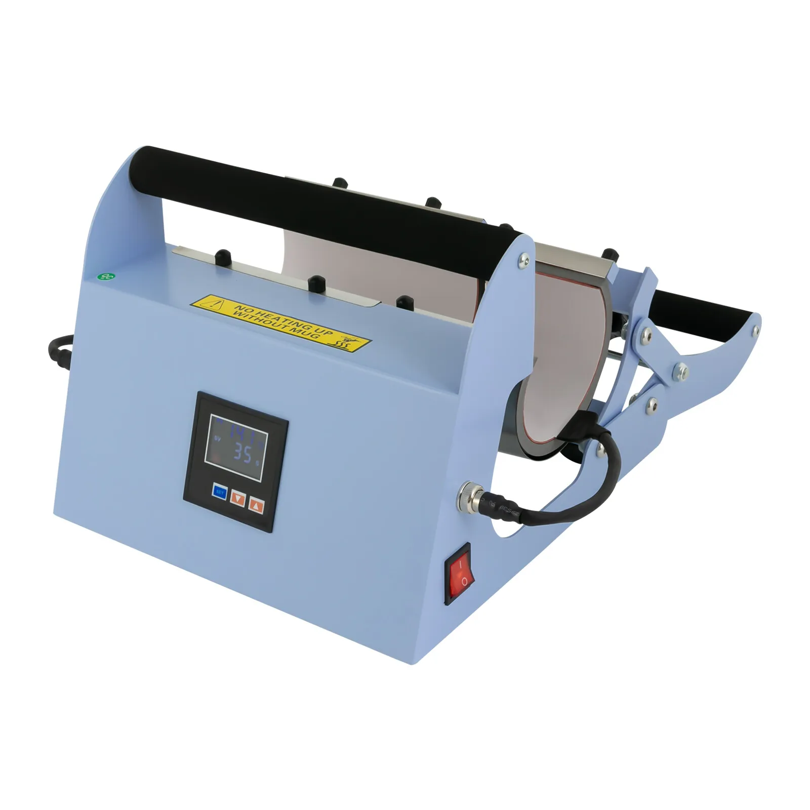 Pressa di calore manuale per bicchiere fai-da-te da 500 W, tazza per auto, pressa per tazza, macchina di calore, temperatura e tempo regolabili