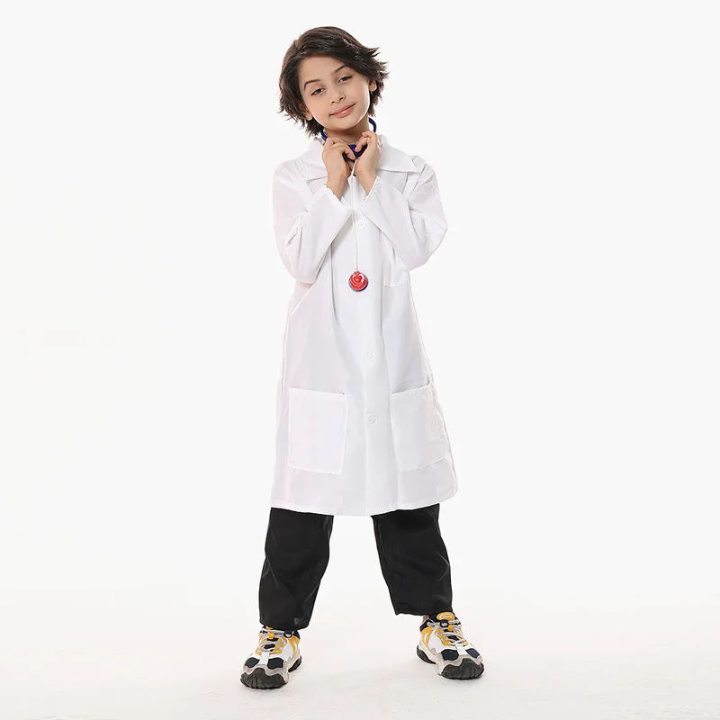 Doctor and Nurse Costume for Kindergarten Role-Playing Performance Outfits Pretend Play White Lab Coats Halloween view 2