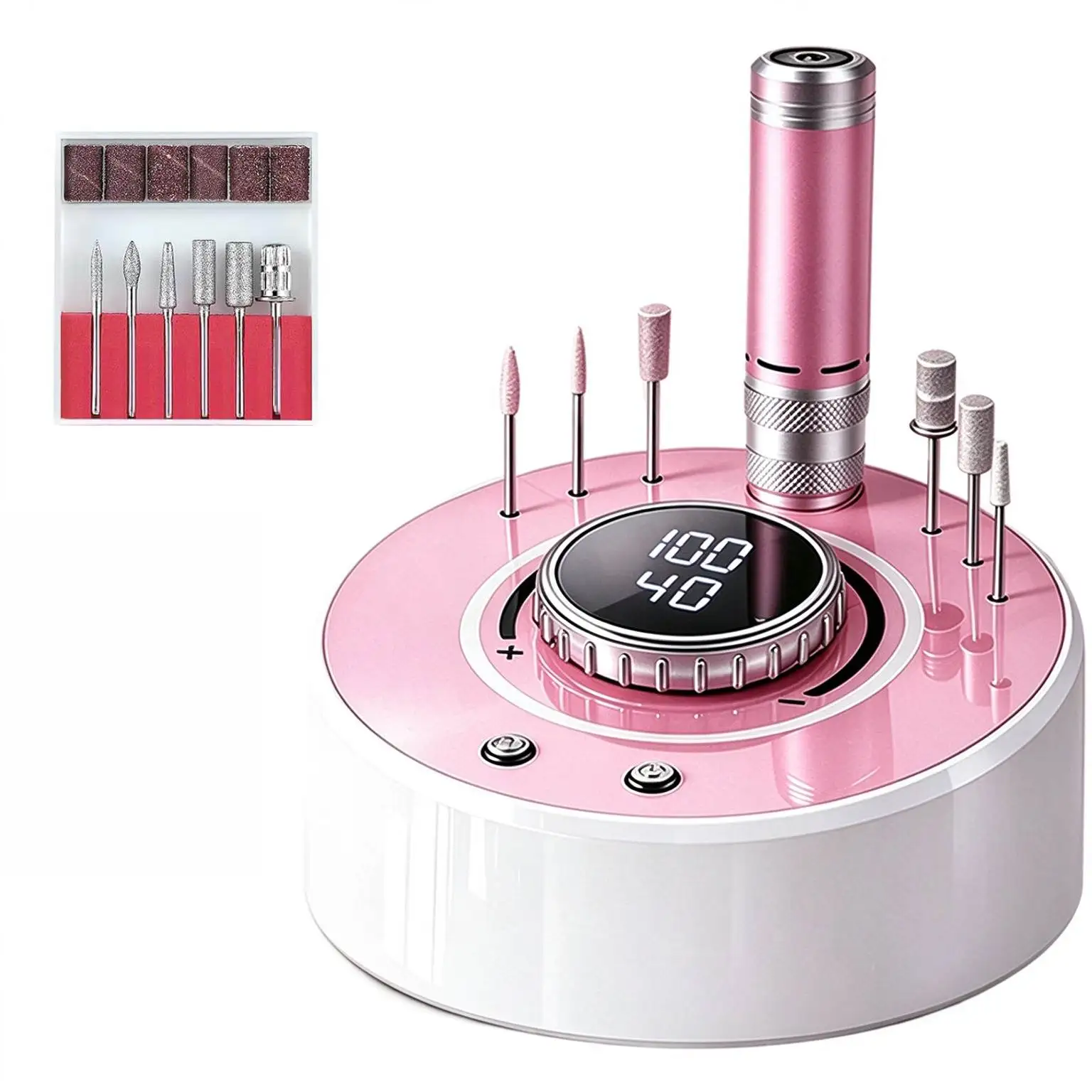 Electric Cordless For Nail Drill Machine for Acrylic For Gel Removal Manicure Sander 40 Adjustment Low Noise Rechargeable